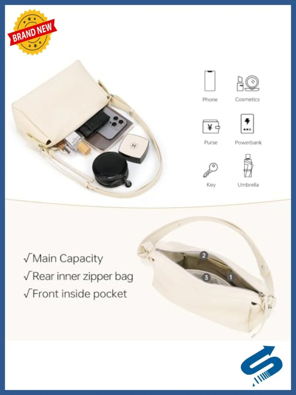 Genuine Leather Shoulder Purse Crossbody Bag for Women with Adjustable Strap